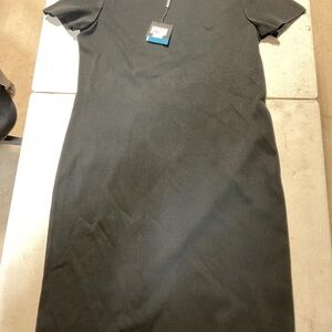 Ming Wang Womens Round Neck Short Sleeve Shift  Dress Black Size M Fast shipping